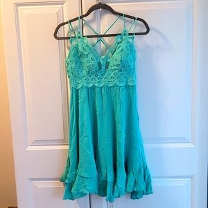 Elegant Teal Lace Dress